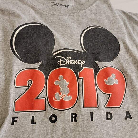 Disney Men's Mickey Mouse Ears 2019 Florida Crew Neck Gray T-Shirt – Size Large - Picture 12 of 12